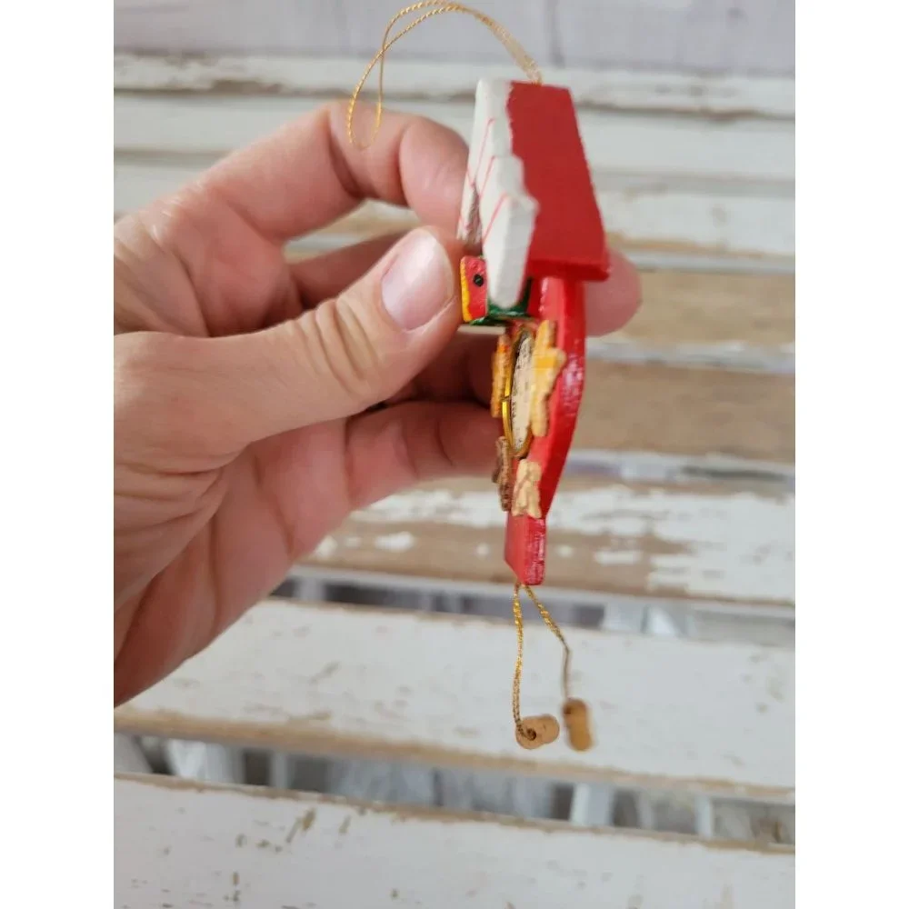 Wooden vintage cuckoo clock ornament‎ mini Xmas tree